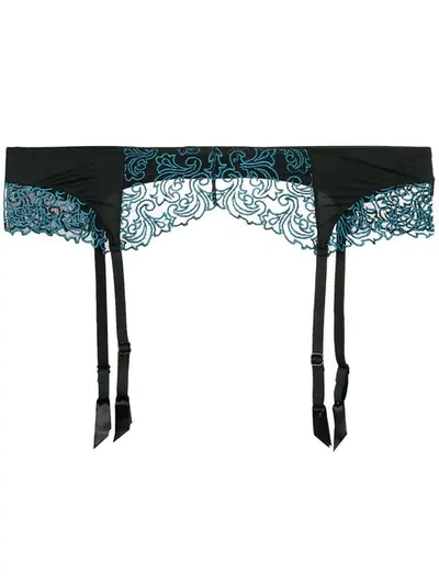 Chite' Lace-embroidered Suspenders In Black ,blue