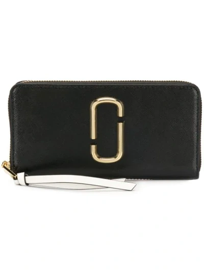 Marc Jacobs Snapshot Standard Color-block Saffiano-leather Continental Wallet In Black Multi/gold