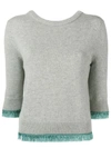 CHLOÉ CROPPED CONTRAST TRIM SWEATER,CHC18AMP0150012968618