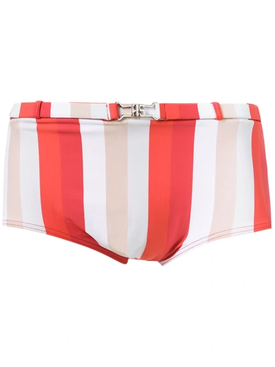 Amir Slama Striped Swim Briefs In Red