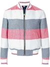 THOM BROWNE Reversible Rugby Stripe Melton Wool Bomber,MJO028A-03572