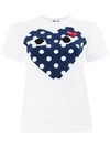 Comme Des Garçons Play White & Red Polka Dot Heart T-shirt In 1 White