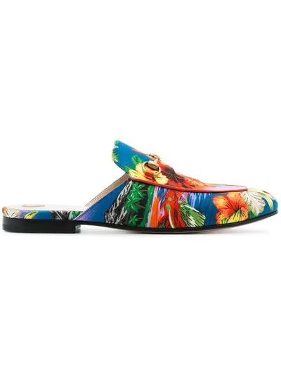 Gucci Multicoloured Princetown Hawaiian Leather Loafers In Blue