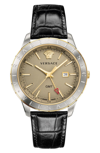 VERSACE Univers Leather Strap Watch, 43mm,VEBK00218