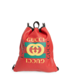 GUCCI LOGO DRAWSTRING LEATHER BACKPACK,5166390GDBT