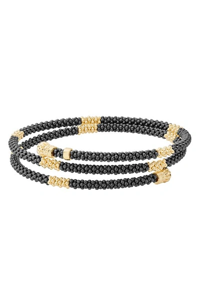 LAGOS GOLD & BLACK CAVIAR COIL BRACELET,05-10295-CBM