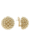 LAGOS CAVIAR GOLD DOME OMEGA EARRINGS,01-10505-L