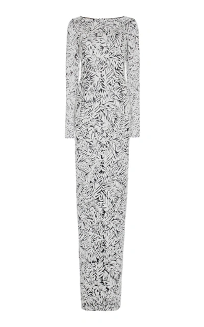 Michael Kors Sequined Tulle Gown In Black/white