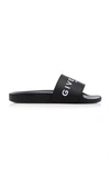 Givenchy 4g Leather-trimmed Embroidered Raffia Slides In Black