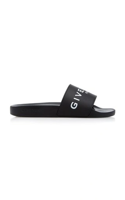 Givenchy Rubber Slides With Embossed Logo In Black