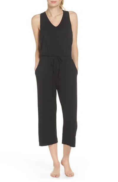 Beyond Yoga Farrah Scoop-neck Sleeveless Wide-leg Cropped Jumpsuit In Black