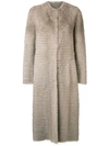 LISKA collarless long coat,ST54779ASU12965747