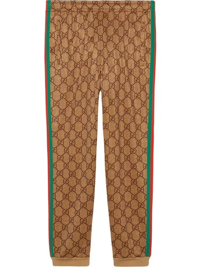 Gucci Men's Large Vintage Logo-print Track Trousers In Brown