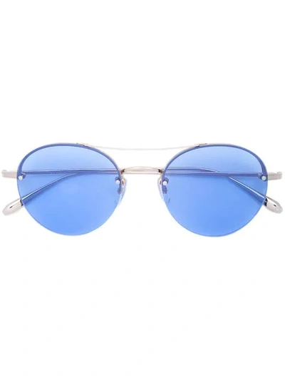 Garrett Leight Beaumont Round Steel Sunglasses In Blue