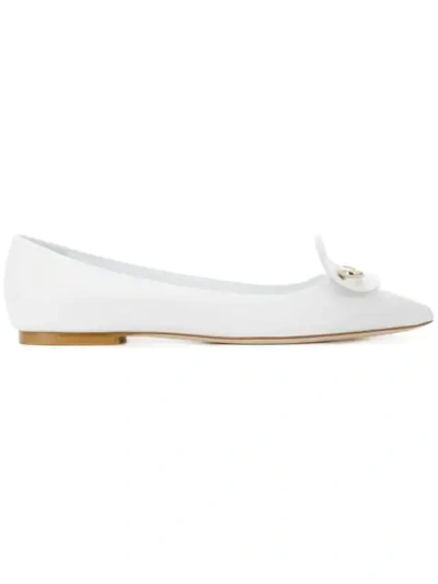 Brian Atwood Safety Pin Detail Ballerinas In White