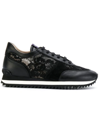 Le Silla Lace Embellished Trainers In Black