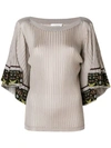 CHLOÉ flared sleeved fitted blouse,CHC18AMP0452012974296