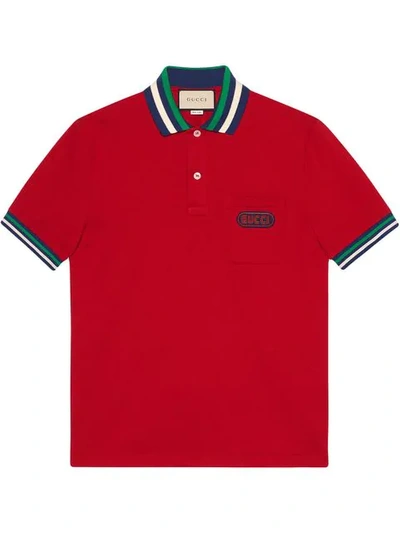 Gucci 贴饰polo衫 In Red Cotton