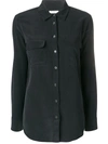 Equipment Signature Slim-fit Silk Shirt In Black