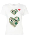 Comme Des Garçons Play Comme Des Garcons Play White Camo Double Heart T-shirt In White