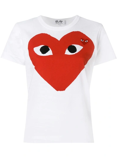 Comme Des Garçons Play Logo Print T-shirt In White