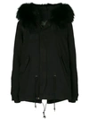 MR & MRS ITALY FUR HOOD SHORT PARKA COAT,MP1001SC112974811