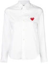 Comme Des Garçons Play Womens White Heart-embroidered Cotton Shirt L In White