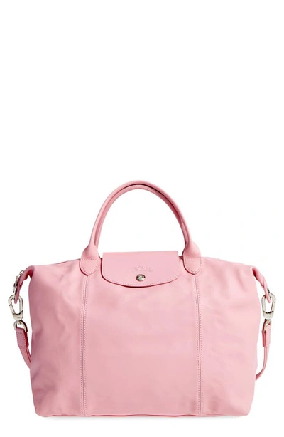 Longchamp Medium 'le Pliage Cuir' Leather Top Handle Tote In Girl