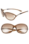 Tom Ford Jennifer 61mm Oval Oversize Frame Sunglasses In Dark Brown