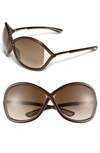 Tom Ford 'whitney' 64mm Open Side Sunglasses - Dark Brown In Dark Brown