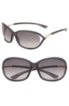 Tom Ford 'jennifer' 61mm Oval Oversize Frame Sunglasses - Dark Grey/smoke In Dark Grey/smoke