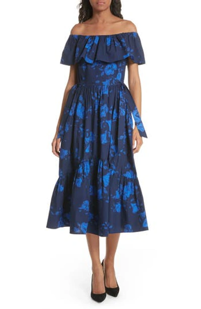 Kate Spade California Dreaming Off-the-shoulder Midi Dress In French Navy