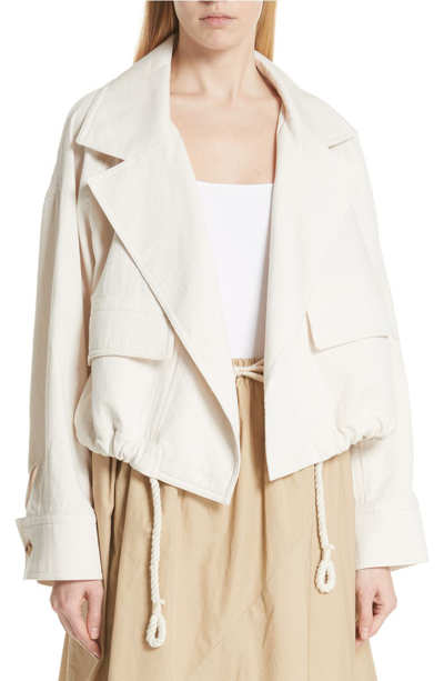 Vince Open-front Cropped Utility Jacket In Horchata