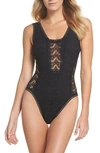 BECCA COLOR PLAY HIGH LEG ONE-PIECE SWIMSUIT,711387