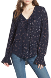 Ag Celeste Ruffled Floral Top In Navy Multi