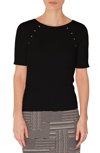 AKRIS PUNTO GROMMET DETAIL KNIT TOP,100000427004