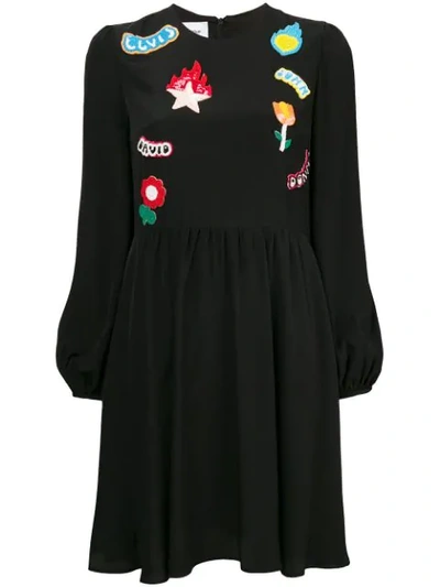 Dondup Patched Long-sleeved Dress In Black