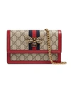 Gucci Queen Margaret Gg Supreme Wallet On Chain In Red