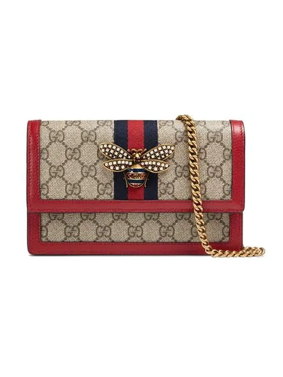 Gucci Queen Margaret Gg Supreme Wallet On Chain In Red