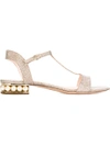 Nicholas Kirkwood Casati Embellished Glitter-effect Sandals In Champgne