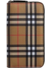 BURBERRY VINTAGE CHECK AND LEATHER ZIPAROUND WALLET,407456512963824