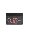 Gucci Kingsnake Print Gg Supreme Card Case In Black