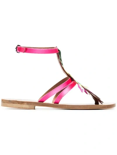 Álvaro González Álvaro Multicoloured Ariana Feather Satin Sandals