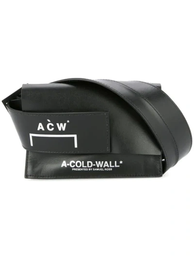 A-cold-wall* Logo牛皮斜挎包 - 黑色 In Black