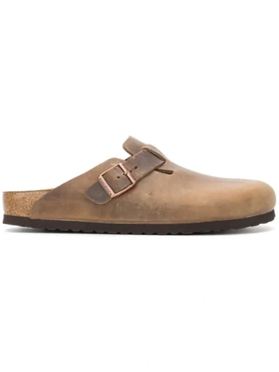 Birkenstock Tabacco Leather Classic Slip-on Shoes In Brown