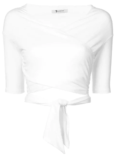 Alexander Wang T Off-the-shoulder Wrap-effect Stretch-modal Jersey Top In White