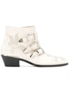 Chloé Women's Susanna Pointed-toe Studded Booties In White
