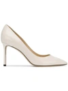 Jimmy Choo 'romy 85' Lacklederpumps In Chalk
