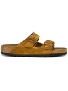 Birkenstock Buckle Detailed Slip-on Sandals In Brown