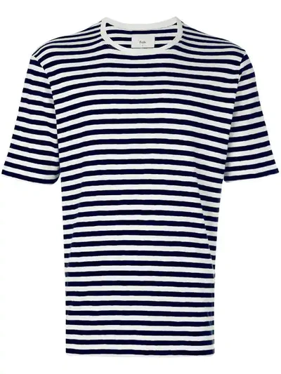 Folk Striped Slub Cotton-jersey T-shirt In Blue